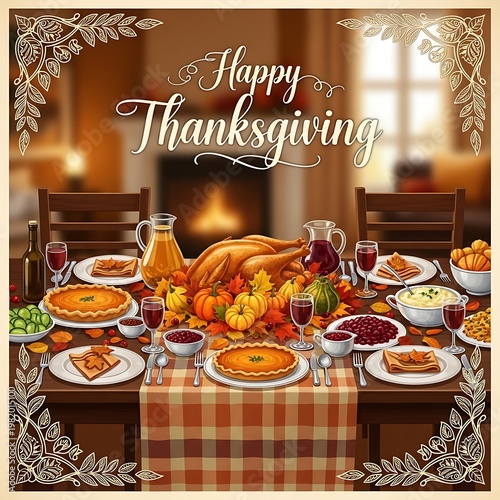 Thanksgiving Feast - A Festive Gathering of Food and Family.