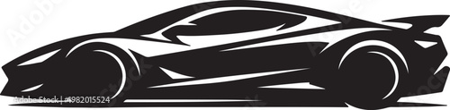 A black and white drawing of a sports car Vector