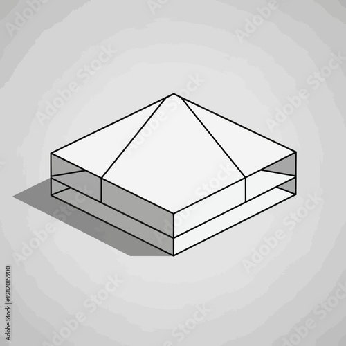 Isometric illustration of a square pyramid on a square base.