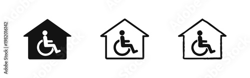 Handicapped Accessible Housing and Home Care Icon Set