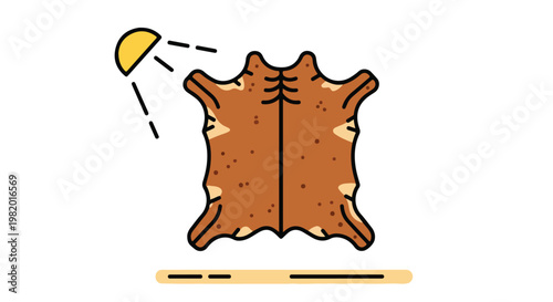 A brown animal hide drying in the sun, represented as a simple line art icon
