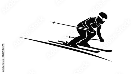 skier in motion on snow skis.