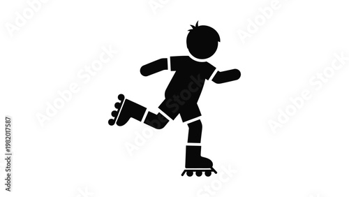 a black silhouette of a person rollerblading.