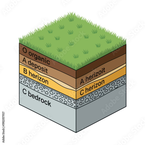 Soil Layers Diagram with Grass on Top.