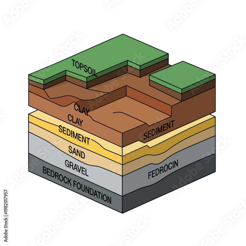 Geological Layers Diagram Showing Soil Composition.