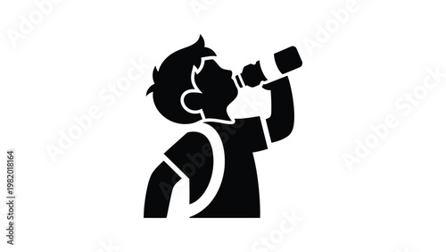 a man drinking from a bottle.