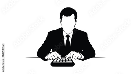 Businessman working on computer keyboard.
