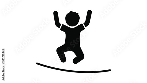 A silhouette of a child jumping.