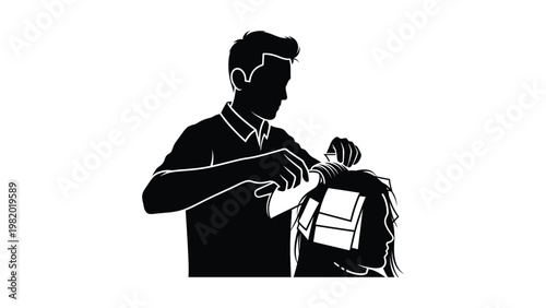 Man with a backpack and luggage.