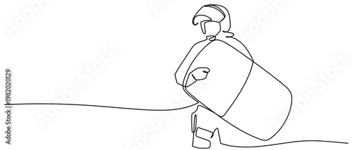 continuous line drawing of Riot police are carrying shields for protection. vector illustration Editable stroke.