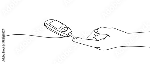 continuous line drawing of Fingertip blood testing device vector illustration Editable stroke.