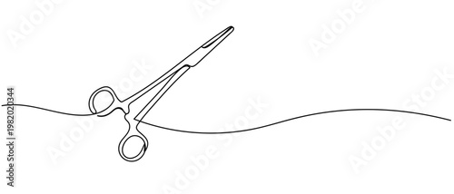 continuous line drawing of Surgical forceps vector illustration Editable stroke.