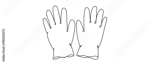 continuous line drawing of Rubber gloves, medical gloves vector illustration Editable stroke.