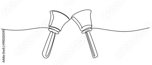 continuous line drawing of Two bells with handles vector illustration Editable stroke.