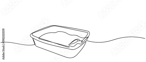 continuous line style cat sand Minimalist vector illustration isolated on white background Editable stroke.