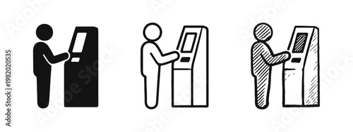 User at Automated Teller Machine (ATM) Icon Set