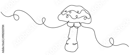 continuous line style Poisonous mushrooms Minimalist vector illustration isolated on white background Editable stroke.