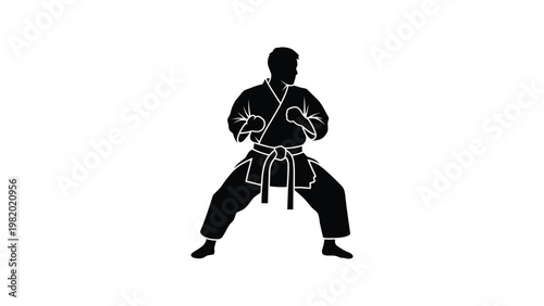 Martial arts athlete in fighting stance.