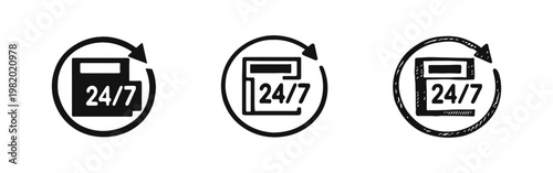24/7 Customer Service and Support Availability Icon Set
