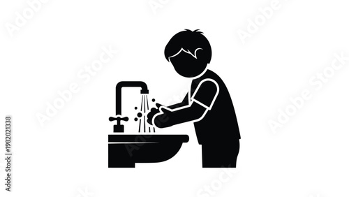 A person washing their hands under a faucet.