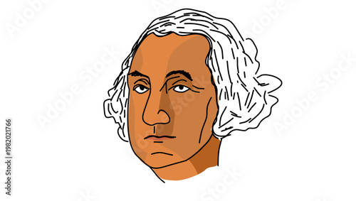 George Washington portrait, flat vector illustration