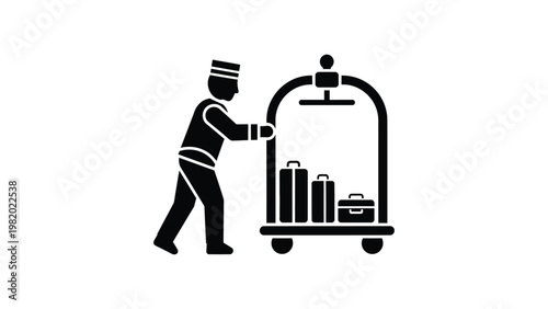 icon of a hotel porter with luggage cart.