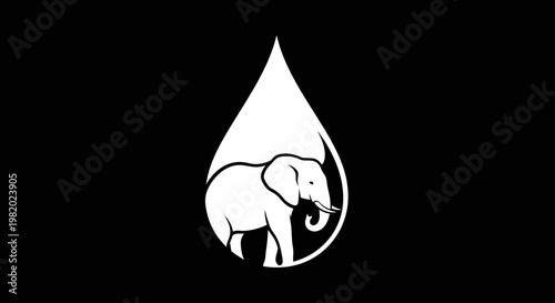 Elephant Inside a Water Drop Shape.