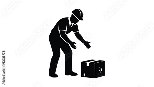 Man lifting a heavy box.