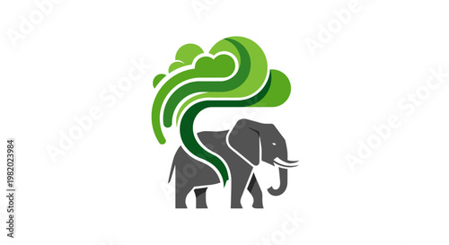 Gray Elephant Side View Profile.