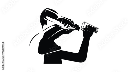 Man drinking from a bottle.