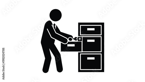 Man opening a filing cabinet drawer.