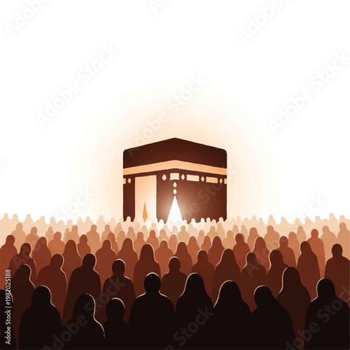 Obraz na płótnie Vector flat design illustration of a large crowd of people gathered around the K