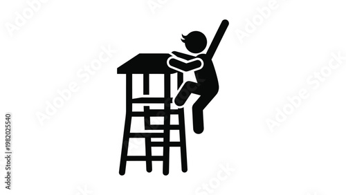 a person climbing a ladder quickly.