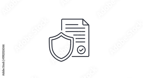 Document protection shield icon secure agreement concept illustrated