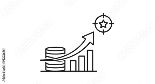 Financial growth and target achievement concept illustration in graphic style