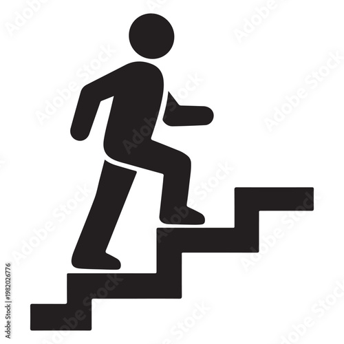 Walking up the stairs or staircase icon vector silhouette 