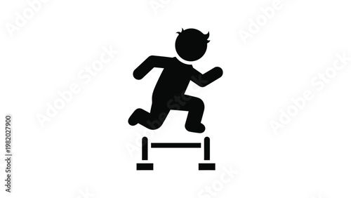 a silhouette of a person jumping over a hurdle.