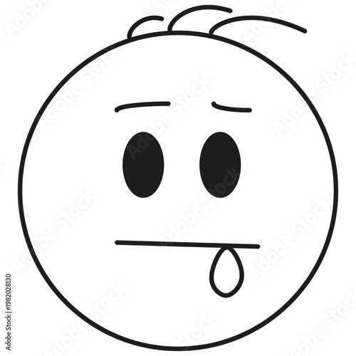 Tongue out icon. Drool face symbol. Silly emotion vector. Playful circle illustration