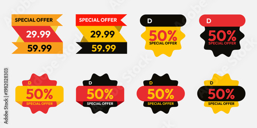 stickers and tags banners set, sales label collection suitable for design promotion media, Collection of sale discount promo labels. percent mega sale label icon on collection set.