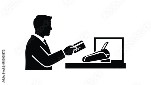 Man using a credit card online.