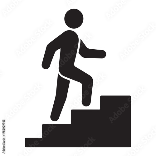Walking up the stairs or staircase icon vector silhouette 