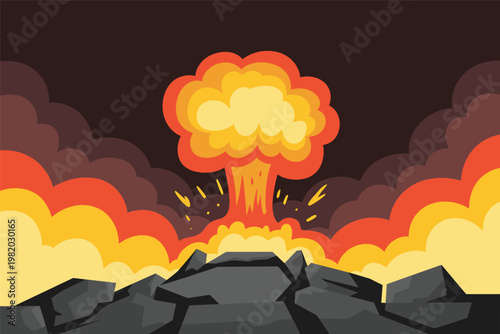 Atomic Explosion Mushroom Cloud Illustration Vector Destruction Concept