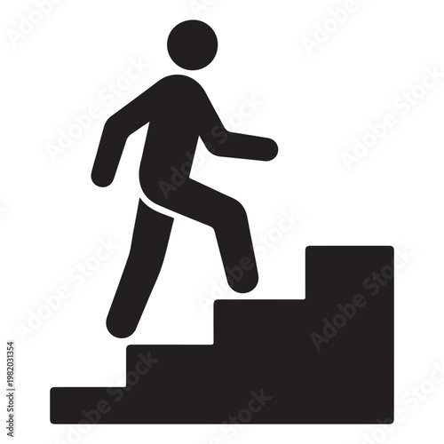 Walking up the stairs or staircase icon vector silhouette 