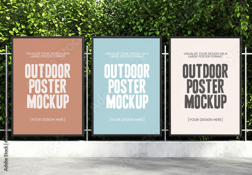Three Outdoor Poster Mockup