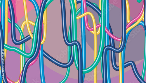 Fényképezés Colorful abstract tangled ribbons with vibrant gradients