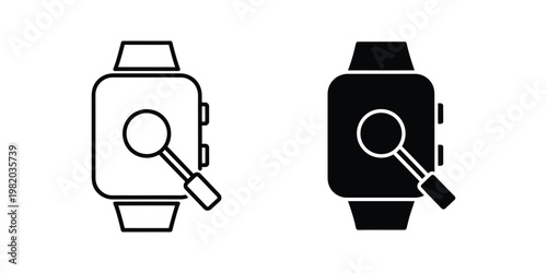 Comparison of a white and black smartwatch under a magnifying glass for inspection