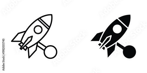 Contrasting illustrations of a rocket ship in different color schemes