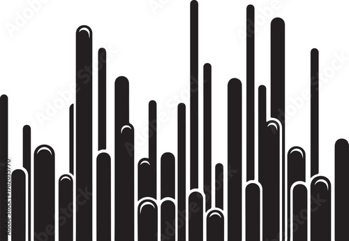 Black, modern, abstract cityscape, urban skyline, silhouette, vector graphic