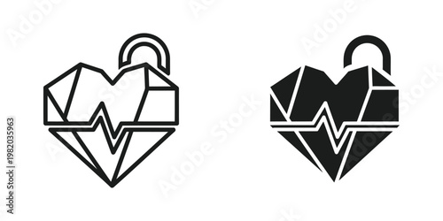 Secure and unsecure heart-shaped padlocks symbolizing data protection and vulnerability