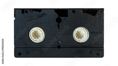 Photography Black VHS cassette back view isolated on transparent background PNG